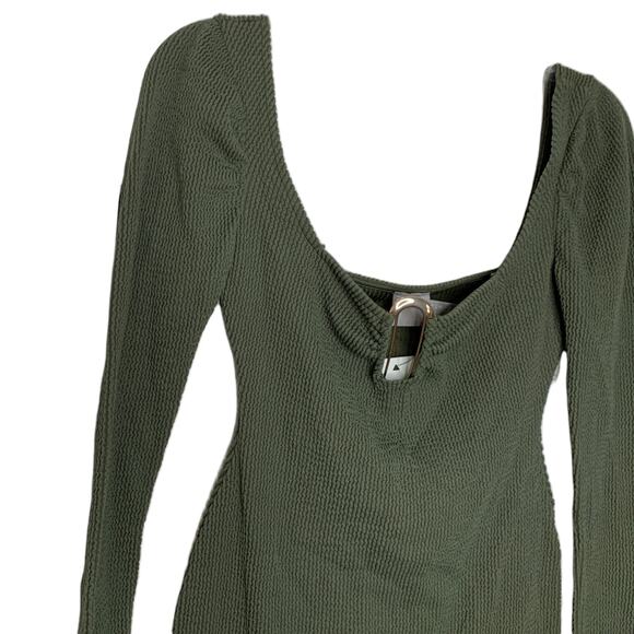 ASOS NWT Olive Green Long Sleeve Bodycon Mini Dress Size 4 - Picture 2 of 4